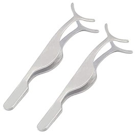 LAJA Imports Make Up Tools Set Of 2pcs Stainless Steel 'False Fake Lashes Extensions Application Artificial Eyelashes Applicators Fishtail Shaped Clips Tweezers