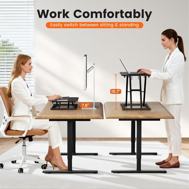 Standing Desk Converter Adjustable Height, 23.6" x 13.4" Keyboard Riser