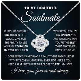 Larvincy To My Wife Necklace from Husband With Heartfelt Message & Elegant Box - Soulmate Necklace for Women, Romantic Jewelry Gift for Her On Birthday, Anniversary