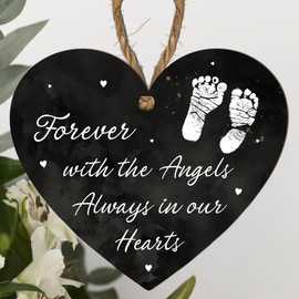 Memorial Plaque – "Forever with the Angels, Always in Our Hearts" – Elegant Sympathy Keepsake – Thoughtful Remembrance Gift for Grieving Loved Ones, Hanging Wall Plaque (Baby Feet)