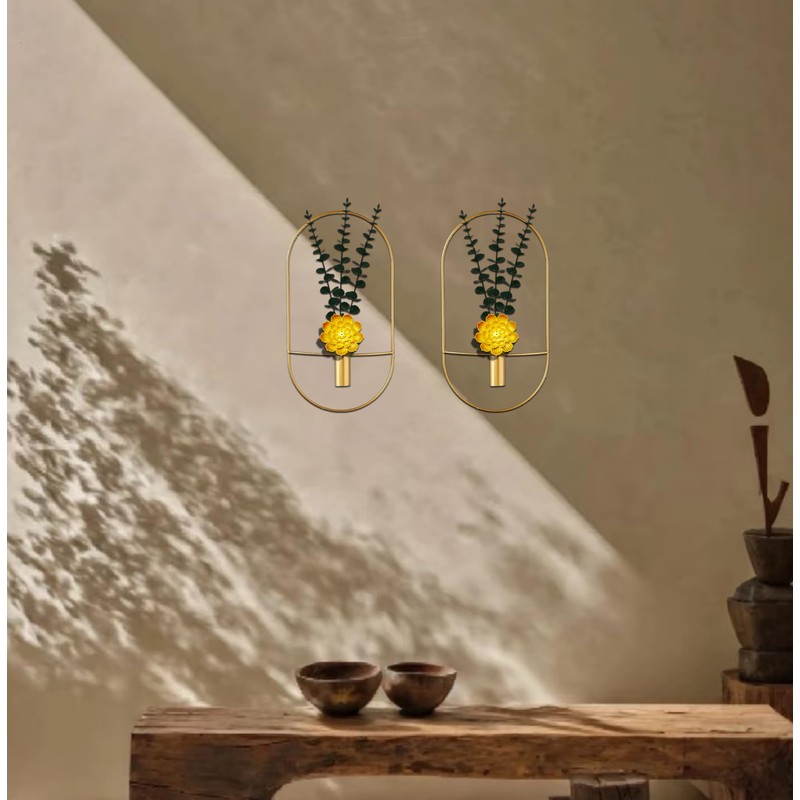2Gold Plant Wall Hanging Decor, Bohemian Metal Plant Wall Hanging,