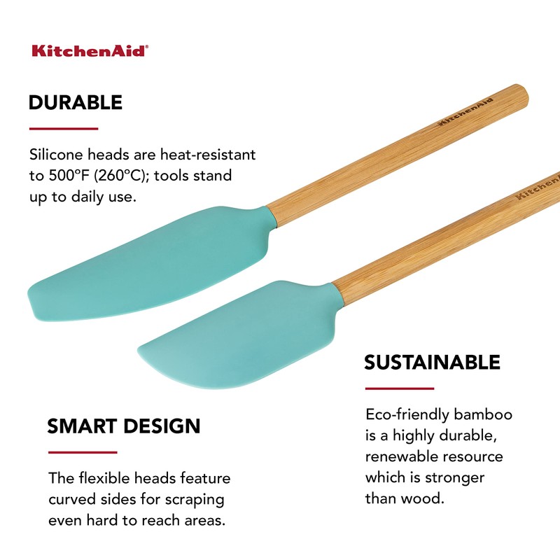 KitchenAid Bamboo Spatula Set, 2-Piece, Aqua Sky