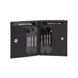 Viennese Box with Large Coin Compartment, ID Format with RFID Protection Block Film with Gift Box, LEAS in Real Leather, Black, black, Modern