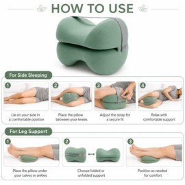 Memory Foam Knee Pillow for Side Sleepers – Leg Support Cushion with Adjustable Strap for Bed & Travel Comfort