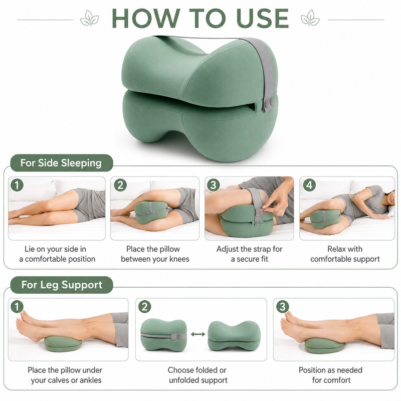Memory Foam Knee Pillow for Side Sleepers – Leg Support
