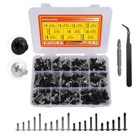 dmluosimu 460pcs 410 Stainless Steel Natural Color and Black Zinc Treatment Truss Head Phillips Fast Self Tapping Sheet Metal Screws,Diameter #8 and #10,with Tweezer and Screwdriver Assortment Kit