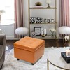 H&B Luxuries Tufted Leather Square Flip Top Storage Ottoman Cube