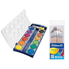 Pelikan DIN 5023 Opaque Paint Box Set K12, 12 Colours and 1 Tube Opaque White, School Standard, multicolour