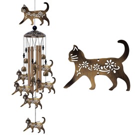 Outdoor Cats Wind Chimes Gifts for Mom - Bronze Memorial Wind Bells, Mobile Sympathy Wind Catcher, Romantic Cat Decor, 7 Cats Windchimes for Home, Balcony, Tree, Festival, Garden Hanging Decoration