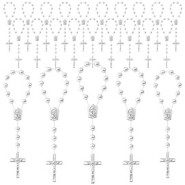 XIPENGKEJI 24 Pcs Mini Rosary Favors, Baptism Rosaries with Angel