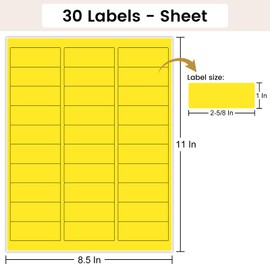 THEBLUETOUCH 750 Neon Labels - 1" x 2-5/8" Printable Sticker Sheets for Inkjet/Laser Printers - 5 Assorted Bright Colors (30 Labels per Sheet, 25 Sheets)