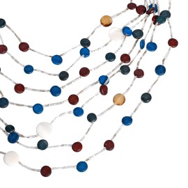 AeraVida Blue Elegance Coco Palm Wood and  Seashell Circles  Multi-Strand  Necklace