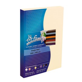 Family Bedding Single Bed - Single Bed Sheets Fitted Deep Pocket - Soft Jersey 100% Cotton 4 Way Stretch Cream Bedding - Shrinkage and Fade Resistant. (Single (100x200cm), Cream).