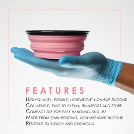 Level 3 Collapsible Tint Bowl - Use for Mixing, Dying, and All Coloring Needs - Resistant to Bleach and Chemicals - Compact Size for Easy Use (Pink)