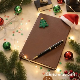 SETTINI Journal Notebook for Writing, Vegan Leather Hardcover Notebook - Pen loop, Back Pockets & Lay-Flat design, 120 GSM A5 College ruled Bleed free Paper, Gift Set for Men and Women, Mocha Brown - Christmas Gifts