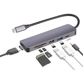 Callstel USB Hub: 6-in-1 Docking Station, 4K HDMI, USB-C, PD up to 100 W, 2x USB-A 3.2/2.0 (Docking Station USB 3.0, HDMI USB Hub)