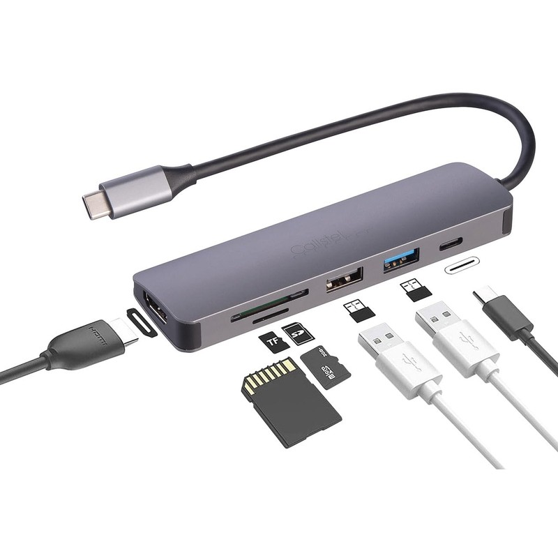 Callstel USB Hub: 6-in-1 Docking Station, 4K HDMI, USB-C, PD