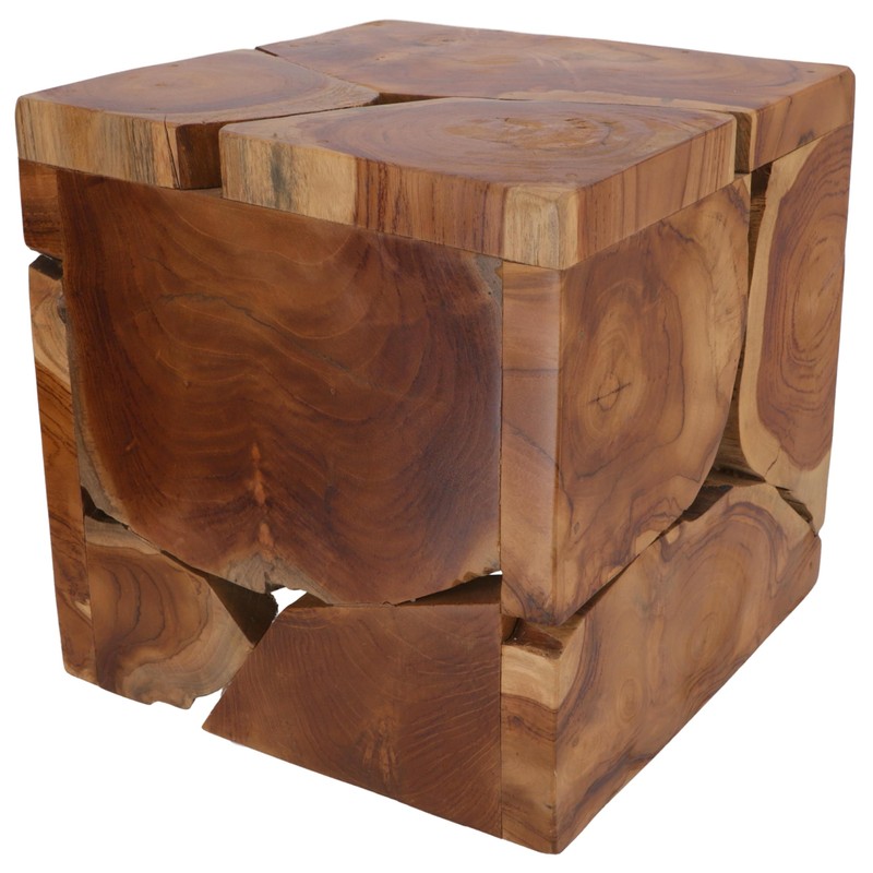 GURU SHOP Decorative Cube Made of Root Wood, Light Object,