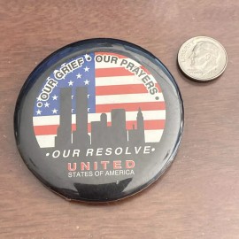 Vtg 9/11-2001 Twin Towers Memorial Button Pin Patriotic America 2.25” Mint Cond.