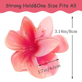 Hawaiian Flower Hair Clips 6 Pcs Large Cute Plumeria Claw Clips for Women, Non-Slip Strong Hold Big Hair Clamps for Thick Hair and Thin Hair