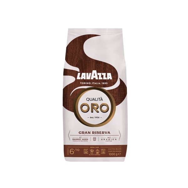 LAVAZZA - Café Grain Qualità Oro - Gran Riserva - Sélection Premium - 100% Arabica - 5% De Grains Vieillis En Fûts - Intensité 6 - Café Espresso Ou Filtre - 1 kg