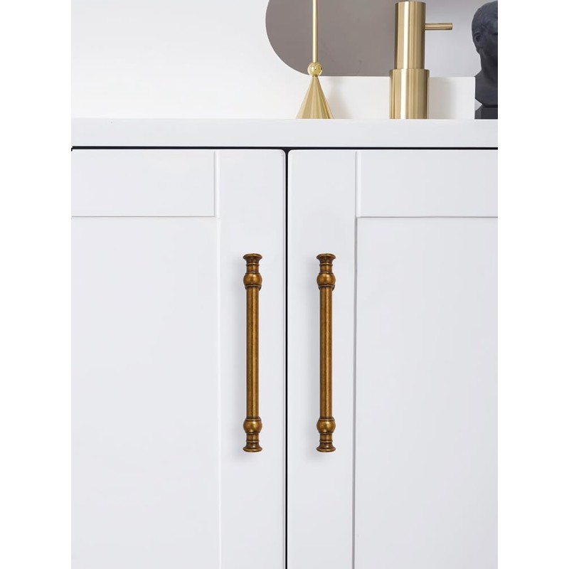 ZAUYX 2-Pack 3inch(76mm) Hole Center Antique Brass Cabinet Pulls Solid