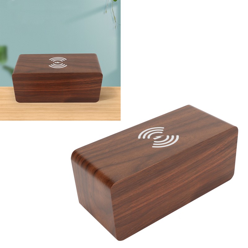 Wooden Digital Alarm Clock Yellow LED Display Adjustable Dimmer Weekday