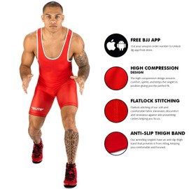 Menâs wrestling singlets, Elite Sports Standard Singlet for Men Wrestling Uniform (Red, Small)