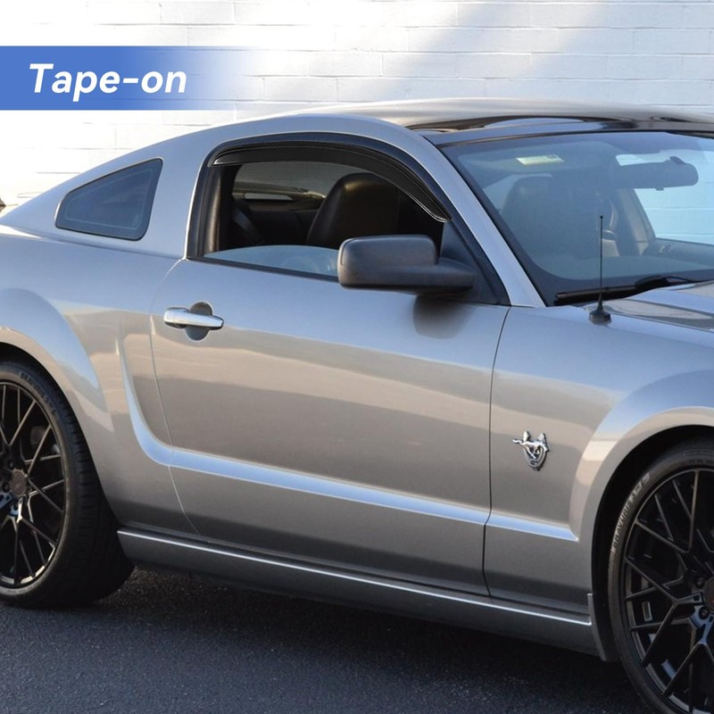 Window Visors Rain Guards Shield for 2005-2009 Ford Mustang, Out-Channel