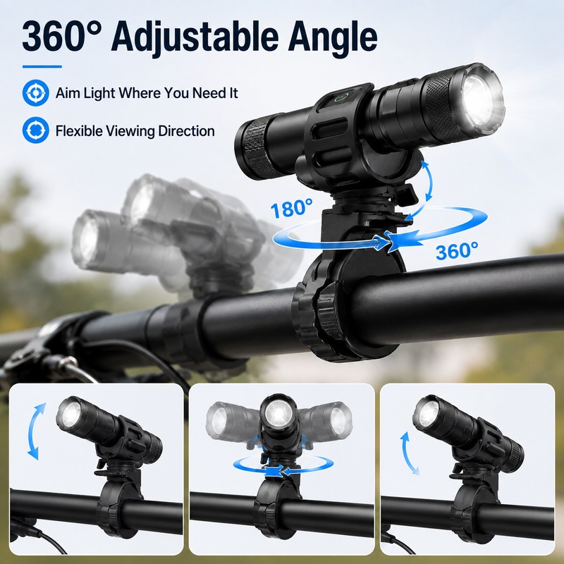 Bicycle Light Bracket for Cycling – 360° Adjustable Anti-Slip Flashlight