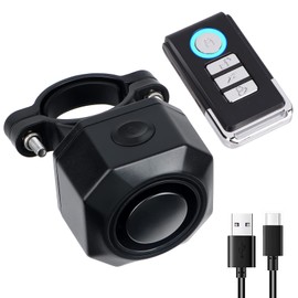 Fahrrad Alarmanlage 110dB, USB Wiederaufladbarer Alarm mit Fernbedienung Diebstahlsicherung, Anti Diebstahl Vibration Scooter Roller Alarmanlage Bike Alarm mit Fernbedienung