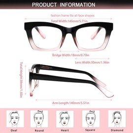 ZOECENT 6 Pack Oprah Style Reading Glasses for Women Blue Light Blocking Computer Square Readers with Spring Hinge (Mix Color, 2.75, x)