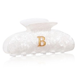 HAIMEIKANG Acrylic Letter Hair Clips For Women - White Hair Claw Clips for Bridal Monogram Hair Claw Alphabet Hair Clip,Large Claw Clip for Thick Hair