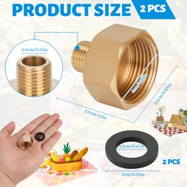 Aatpuss Pack of 2 Brass LPG Gas Adapter, Gas Adapter 3/8 to 1/4, Gas Stove Fittings Made of Brass Gas Hose Connection, LPG Adapter for Camping Stoves