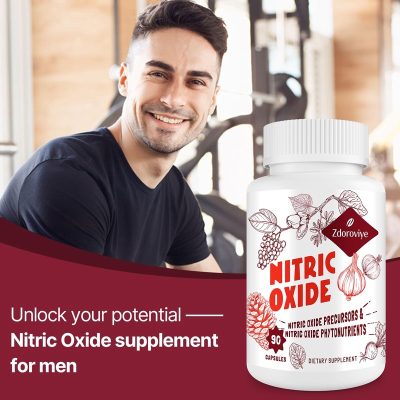 Zdoroviye Nitric Oxide Supplement for Men, 90 Capsules (1 Pack)