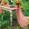DOLOPL 10 Pack Boho Table Runner Dusty Blush Cheesecloth Table