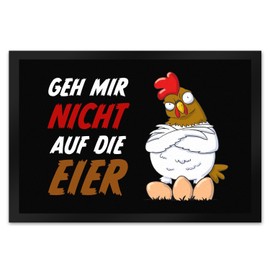 GEH Mir Nicht auf die Eierdoormat XL in 40 x 60 cm with Annoyed Chicken to Have Your Rest from Annoying Visit at Home