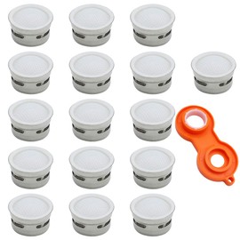 DXLing Aerator Inserts Aerator Inner Part for Taps Filter Insert Tap Strainer Insert Stainless Steel with ABS Filter Aerator Mixer Nozzle Wrench for M22 and M24 Pack of 16