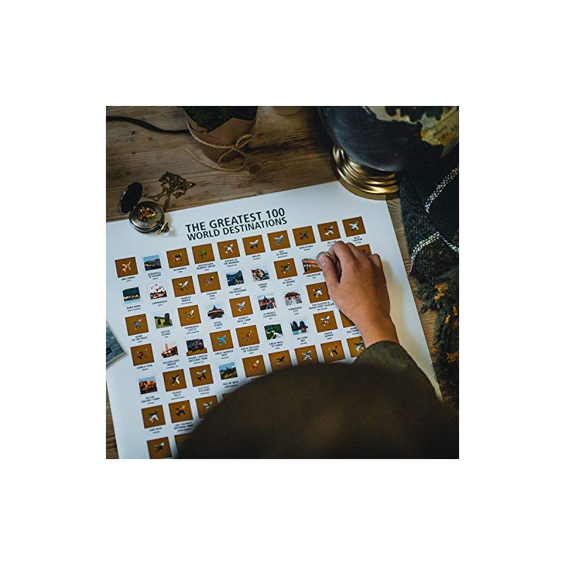 Mappinners The Greatest 100 World Destinations Scratch Off Travel Print