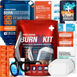 EVERLIT Kit Para Quemaduras Con Apósito Estéril Impermeable | Apósitos De Espuma De Hidrogel, Gel Para Quemaduras, Apósitos Antiadherentes, Gasas Y Ti