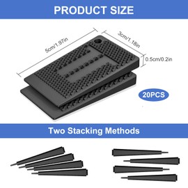 Pack of 20 Plastic Wedges, Furniture Levelling Pads, Suitable for All Floors, Height Adjustable and Scratch-Resistant and Non-Slip Design, Does Not Damage the Floor, for Hard Floors, Bathrooms