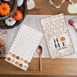 RABUSOFA Pumpkin Fall Kitchen Towels Dish Towels, 18x26 Inch Autumn Home Sweet Home Fall Decoration Hand Towels Set of 2