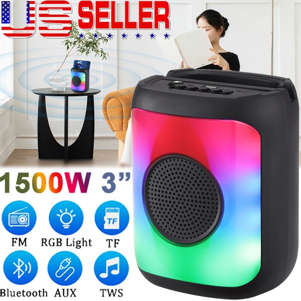 Universal 1500W Portable 3" Sub woofer Bluetooth Speaker Heavy Bass