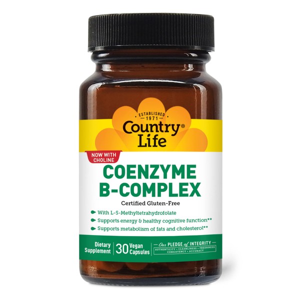 Country Life, Coenzyme B-Complex Vitamin, Support Energy and Metabolism, Daily Supplement, 30 ct