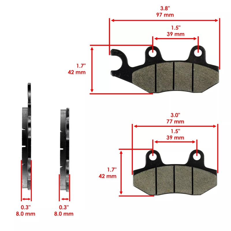 Caltric Front Rear Brake Pads for Can-Am Maverick 1000 1000R