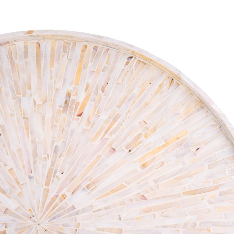 PEMAR 22" Round Mother of Pearl Extra Large Ottoman Tray