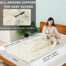 EXERMIL 100% Cotton Sleeping Bag Liner with Full Length Zipper on 3 Sides; Single/Double Adult Sleep Sack for Travel & Camping, Multifunctional Travel Sheets (Unzipped 87”x87”) for Hotel, Lightweight