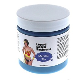 Liquid Latex Fashions Metallic Blue Liquid Latex Body Paints for Adults and Kids, Creates Professional Monster, Zombie Arts, Easy On and Off- 4 Ounces