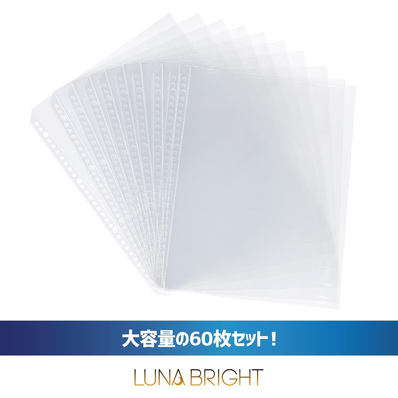 Refillable A4 Clear File Storage Holder Refills, Set of 60,