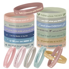 MATEPLUS 20Pcs Motivational Quote Silicone Bracelets Inspirational Rubber Wristbands Colored Bracelets for Teens Men Women Events Team Sports and Back to School Gifts (20 Designs)